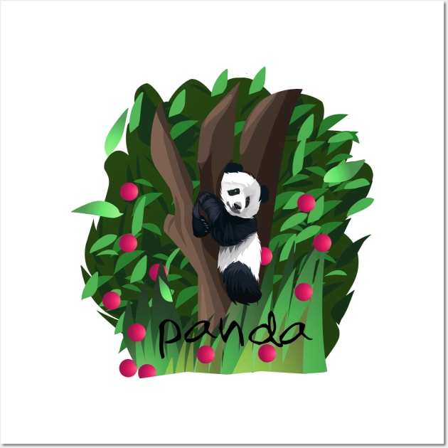 cute panda climbing tree Wall Art by Fadmel